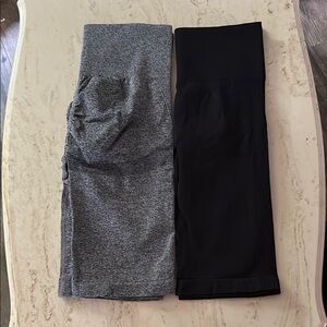 Black and Heather Gray High-Waisted Biker Shorts